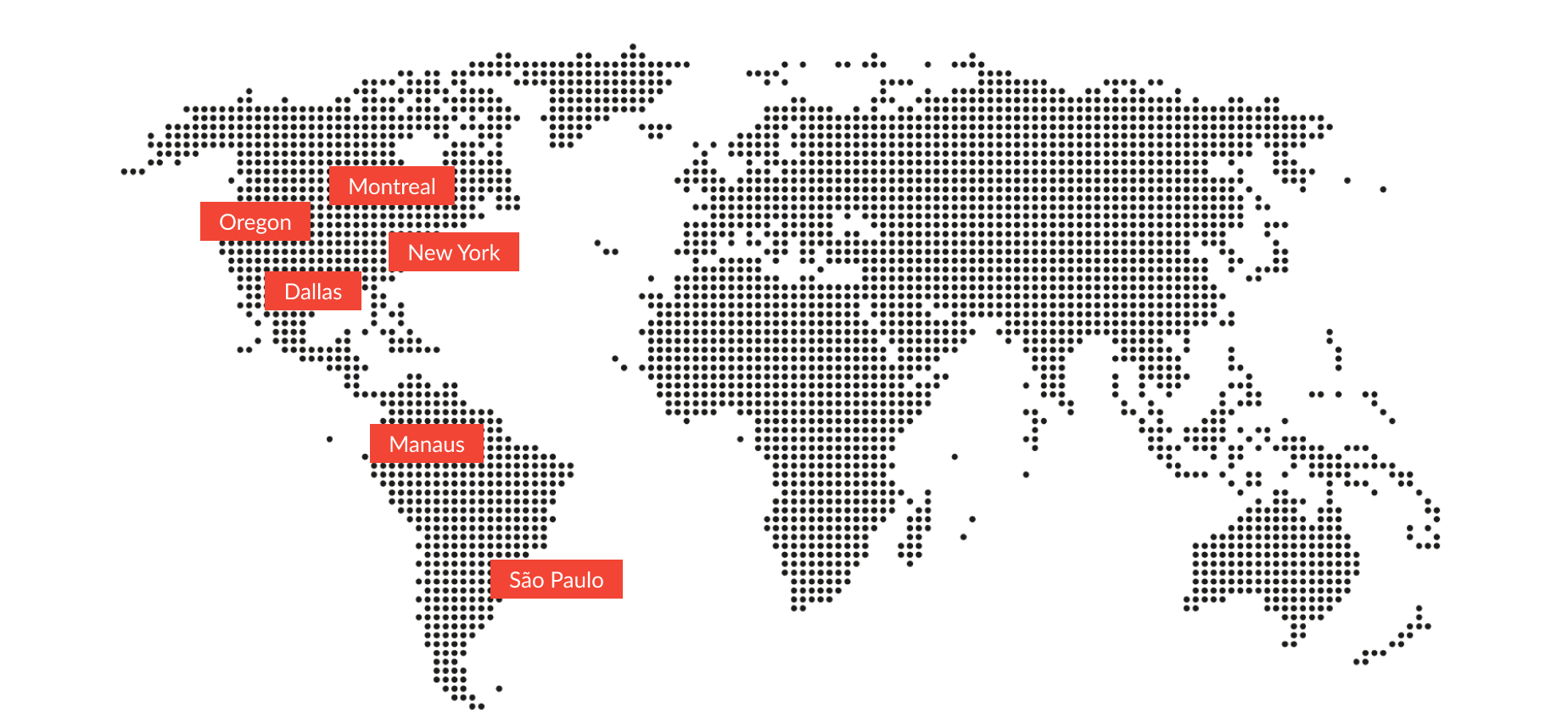 Global map showing Atena's datacenter locations